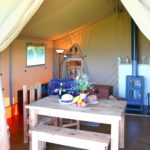 Dining area at Village Farm Getaway, holidays glamping and luxury camping in East Midlands and Leicestershire