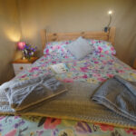 Double bed at Village Farm Getaway, holidays glamping and luxury camping in East Midlands and Leicestershire