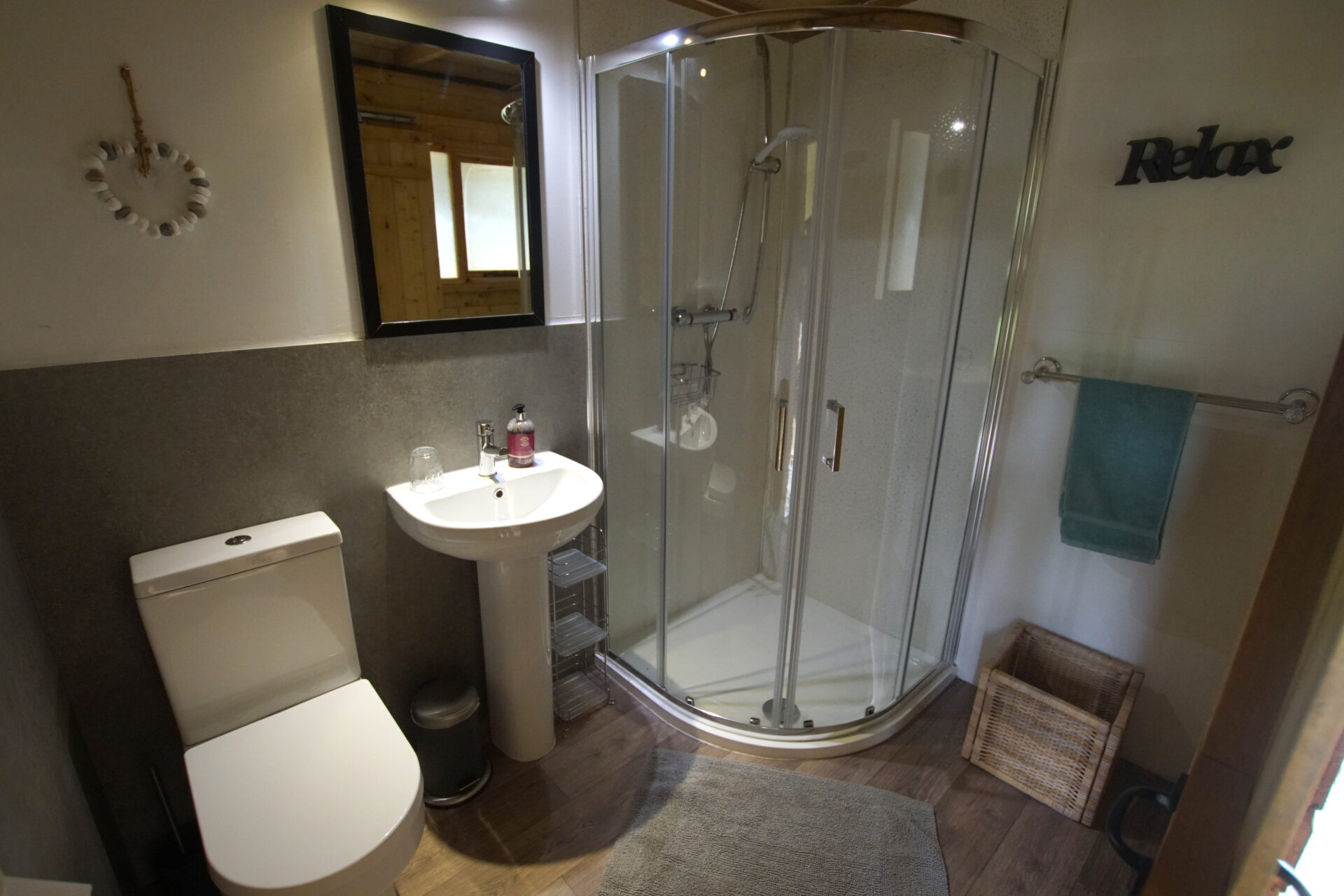 Shower room at Village Farm Getaway, holidays glamping and luxury camping in East Midlands and Leicestershire